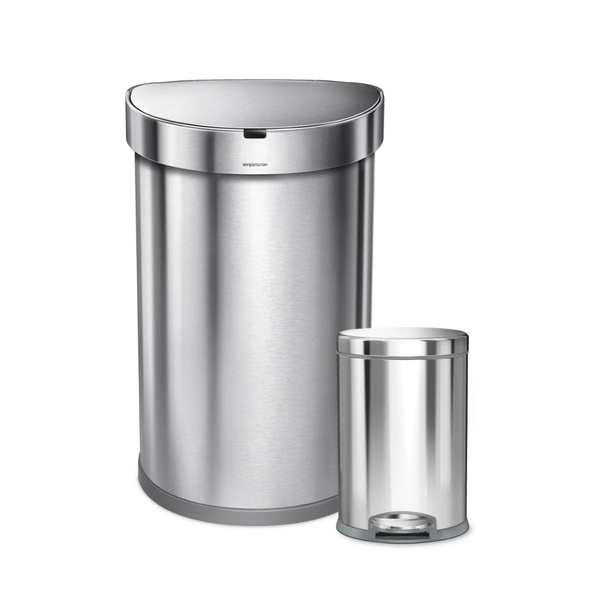 45 litre semi-round sensor bin + 4.5 litre round pedal bin with grey trim