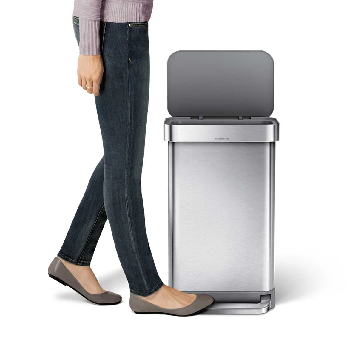 45L rectangular pedal bin with liner pocket - Image 4