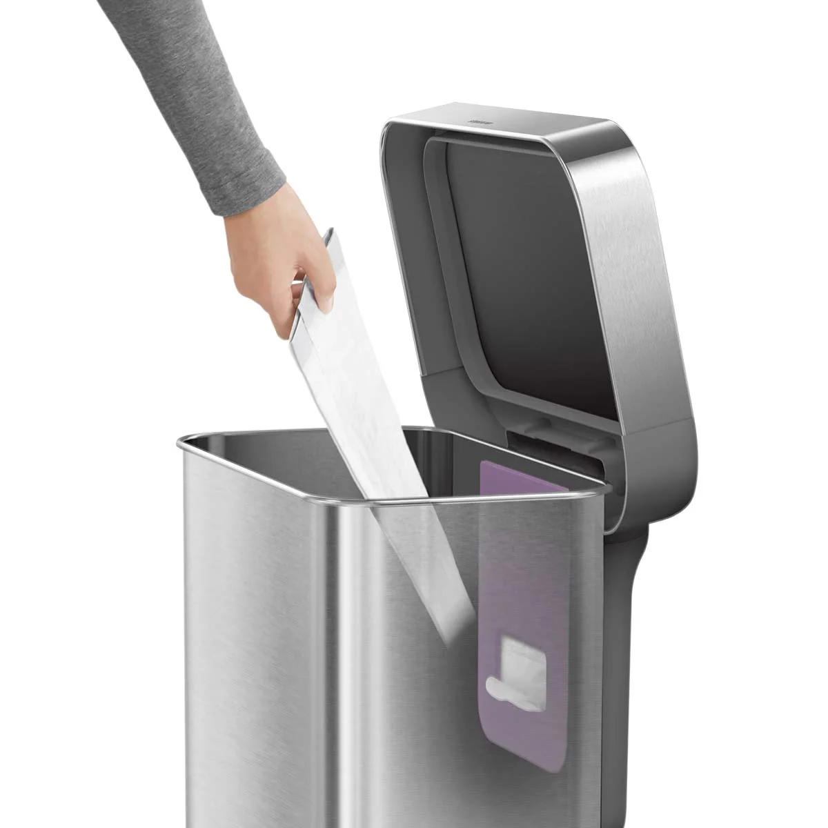 45L rectangular pedal bin with liner pocket - Image 5