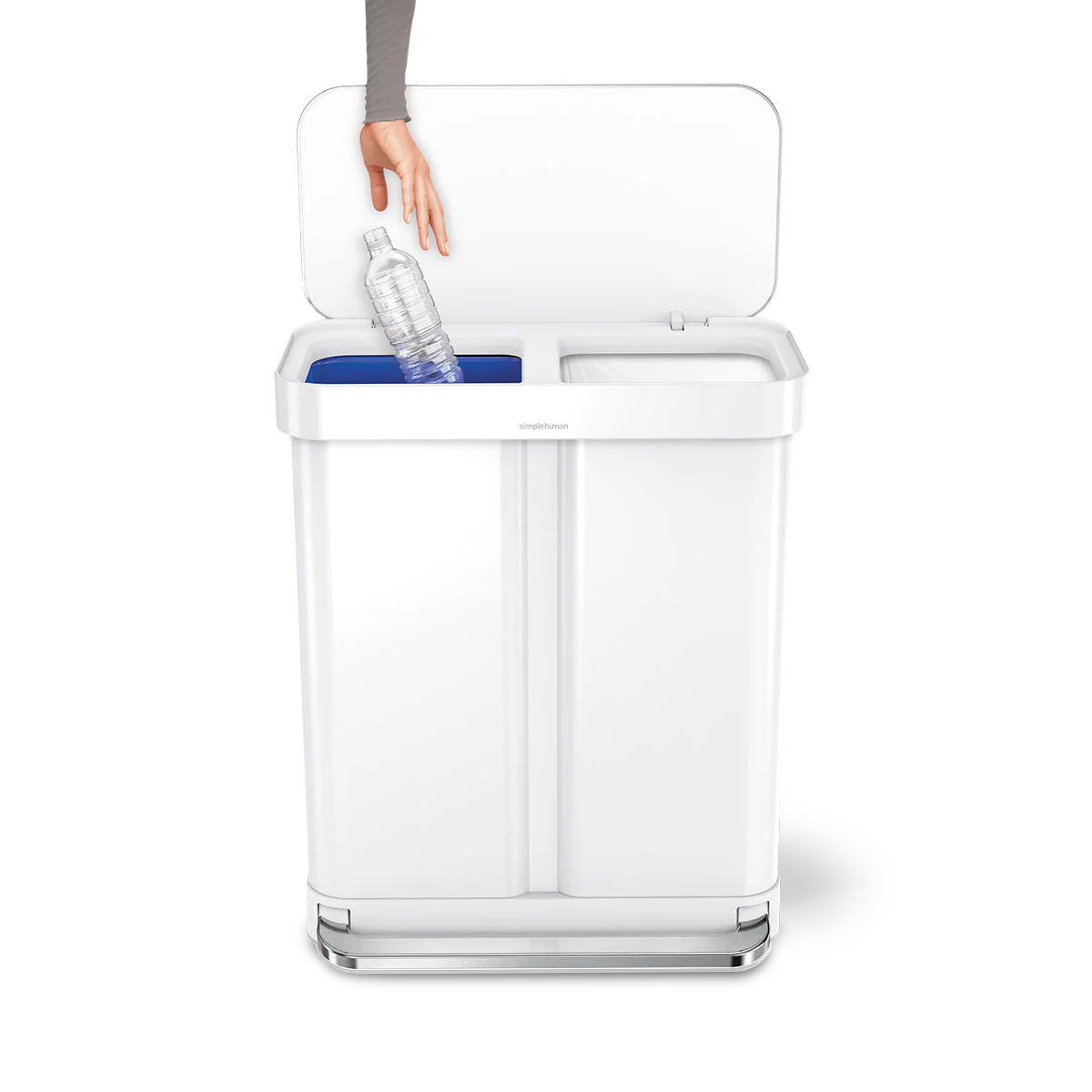 58 Litre, Rectangular Dual Compartment Pedal Bin With Liner Pocket - Image 13