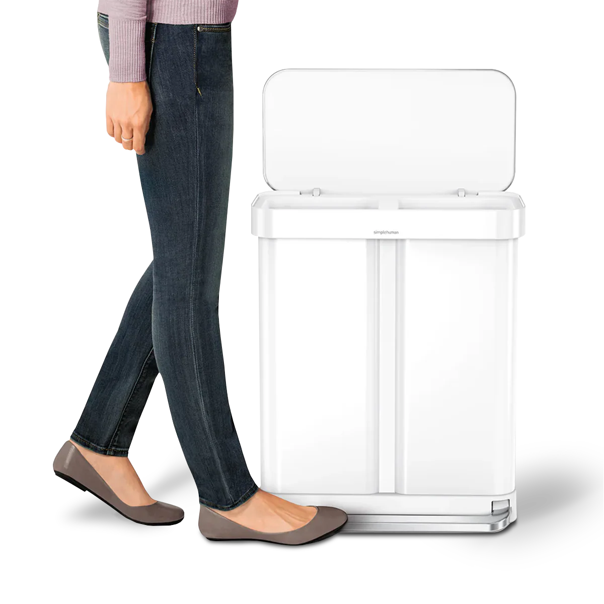 58 Litre, Rectangular Dual Compartment Pedal Bin With Liner Pocket - Image 15