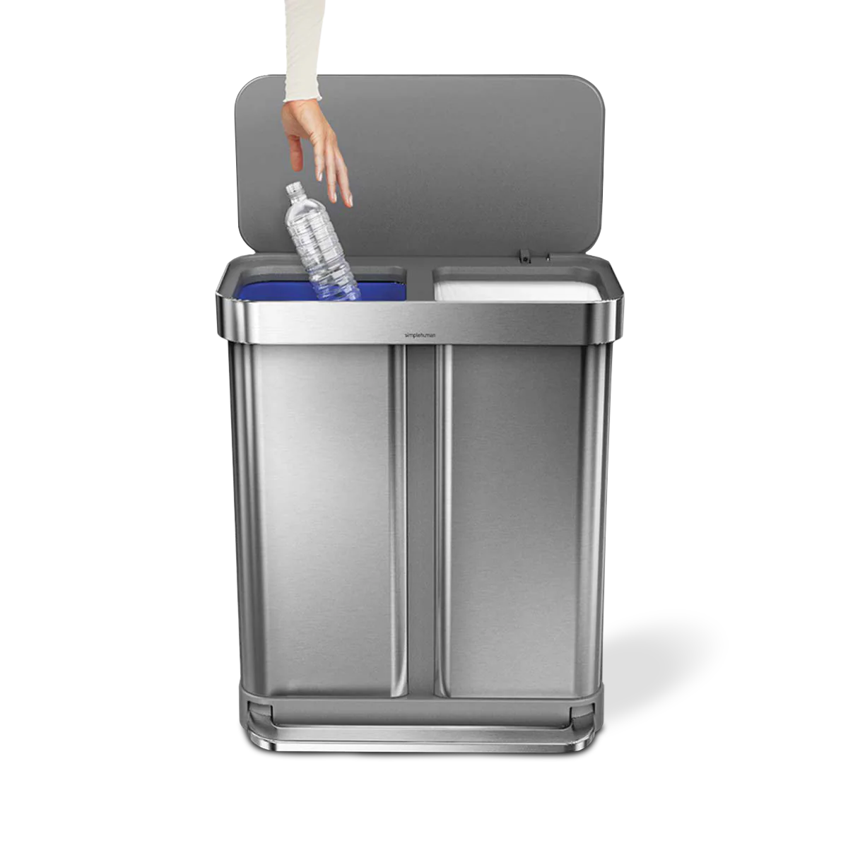 58 Litre, Rectangular Dual Compartment Pedal Bin With Liner Pocket - Image 3