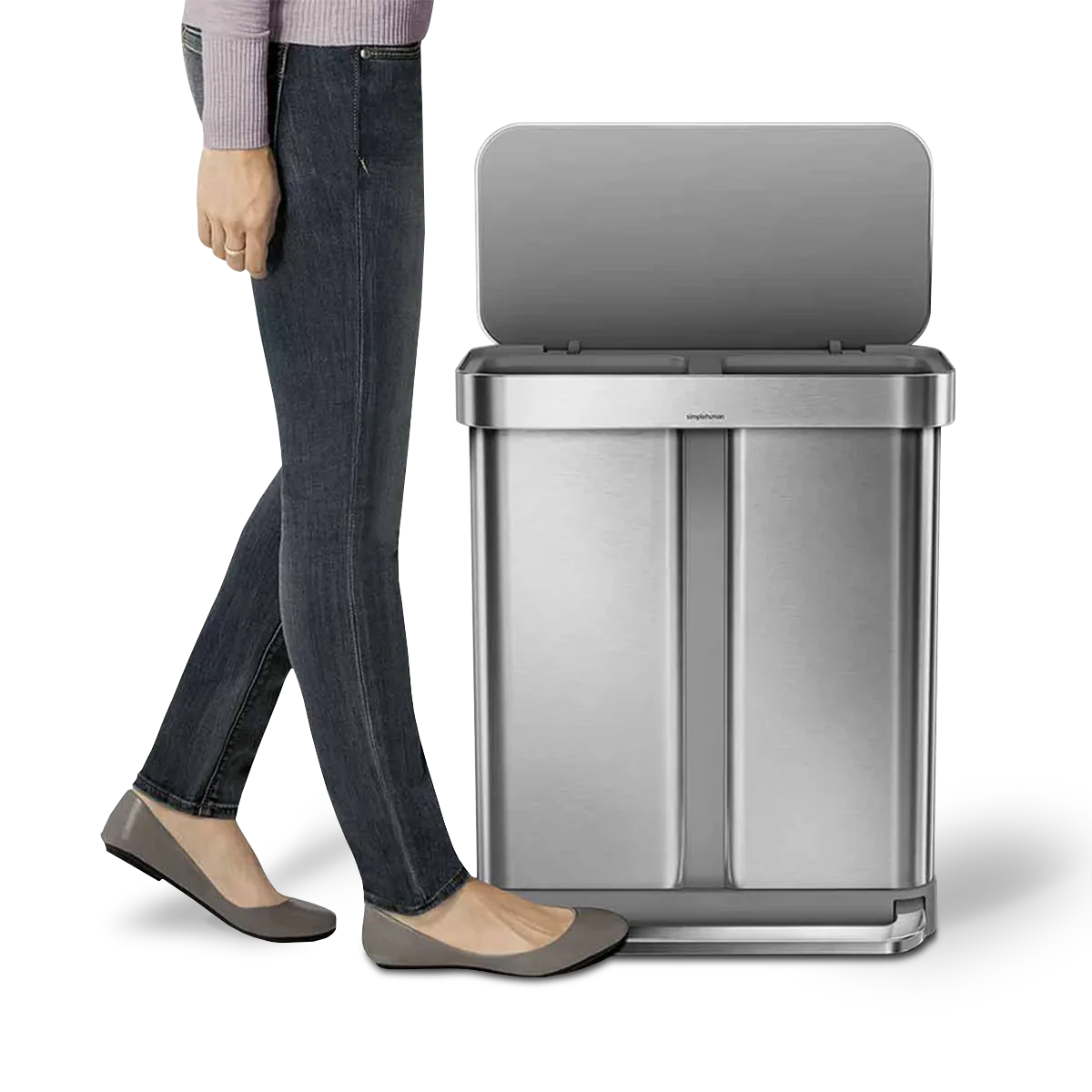 58L dual compartment rectangular sensor can with voice and motion control - Image 5