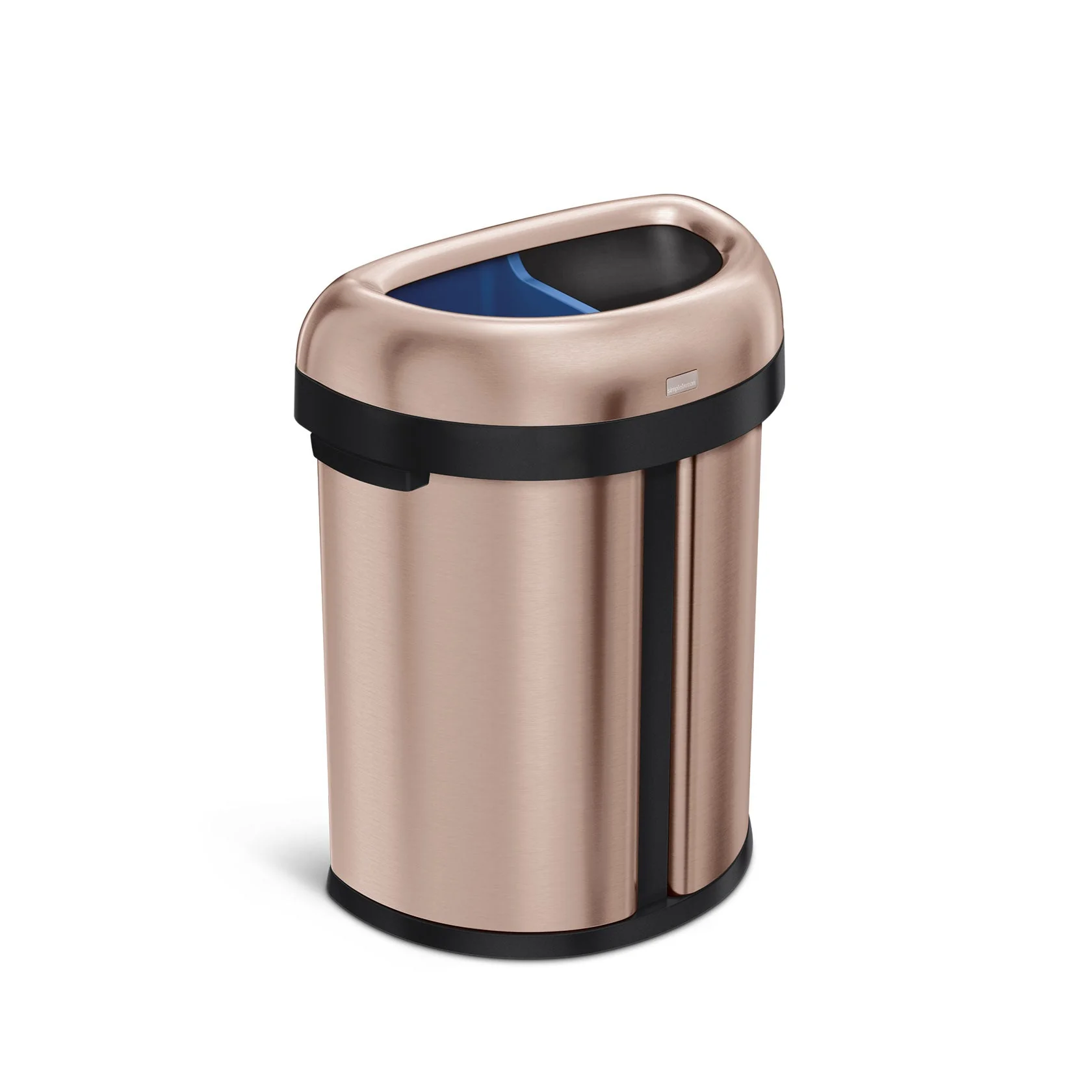 66L dual compartment semi-round open can