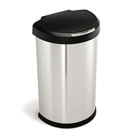 45L semi-round steel sensor trash can w/ plastic lid
