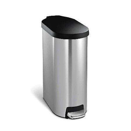 studio 45 litre slim step can, brushed stainless steel plastic lid