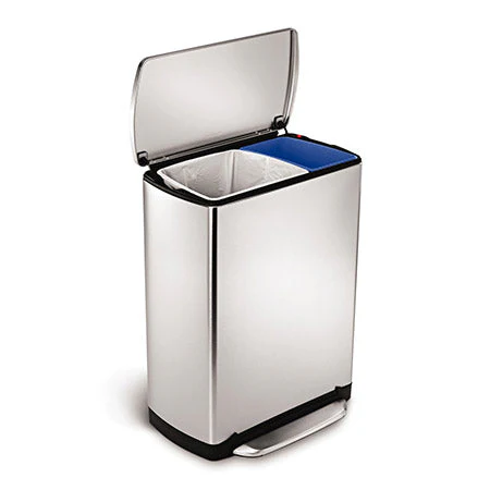 46L steel wide-step rectangular recycler & trash can